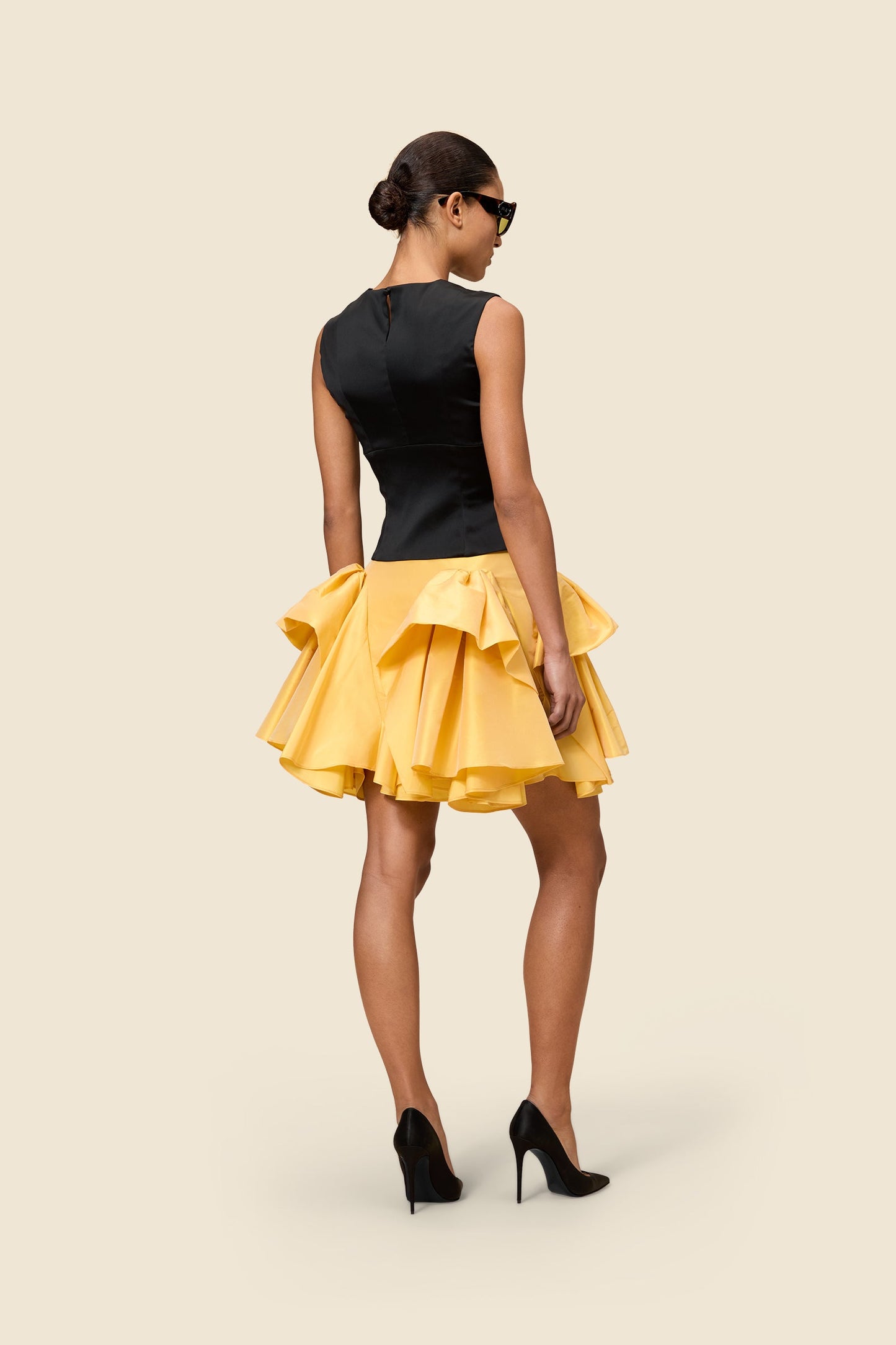 TUCK UP TAFFETA MINI SKIRT