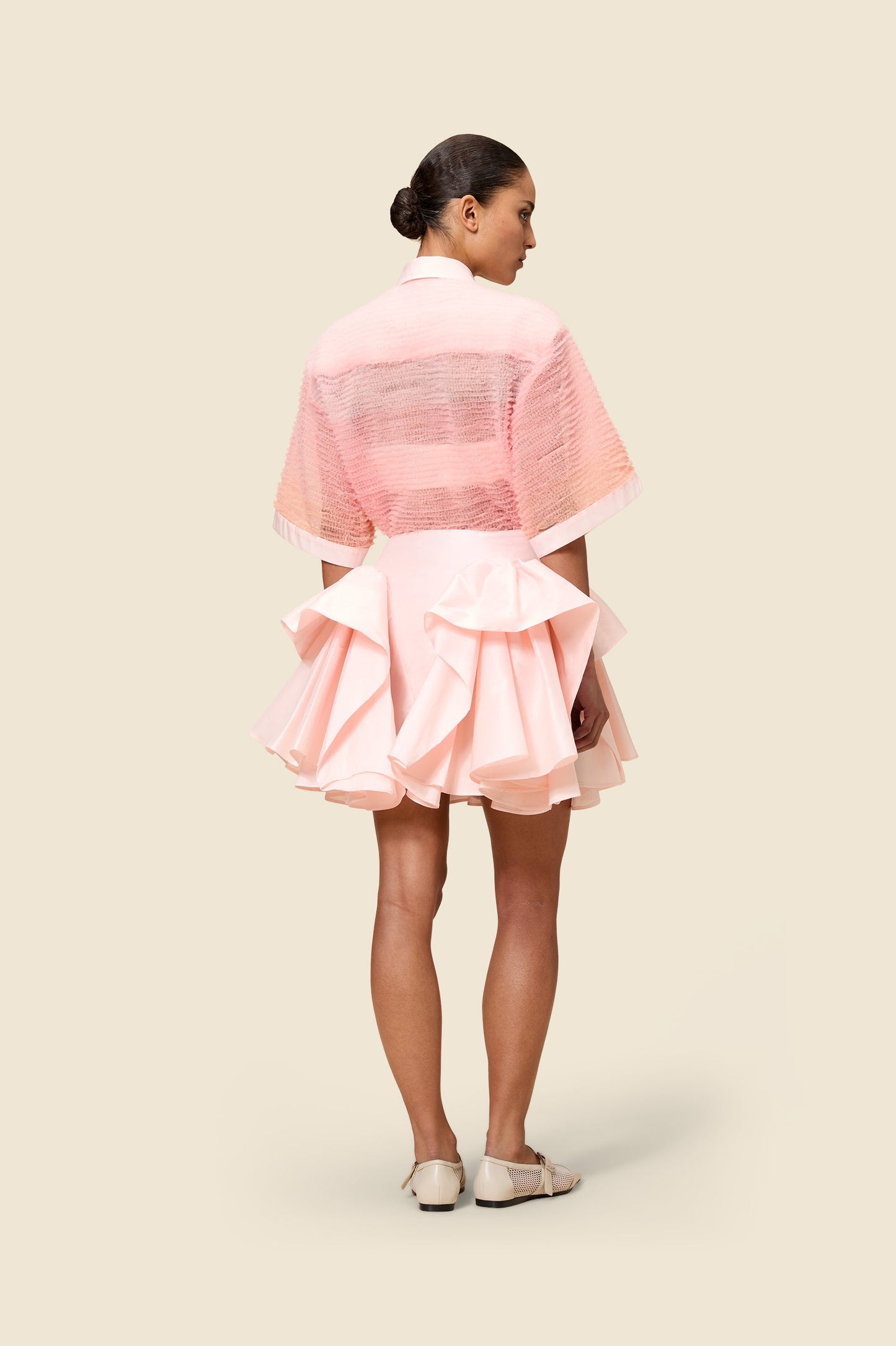 TUCK UP TAFFETA MINI SKIRT