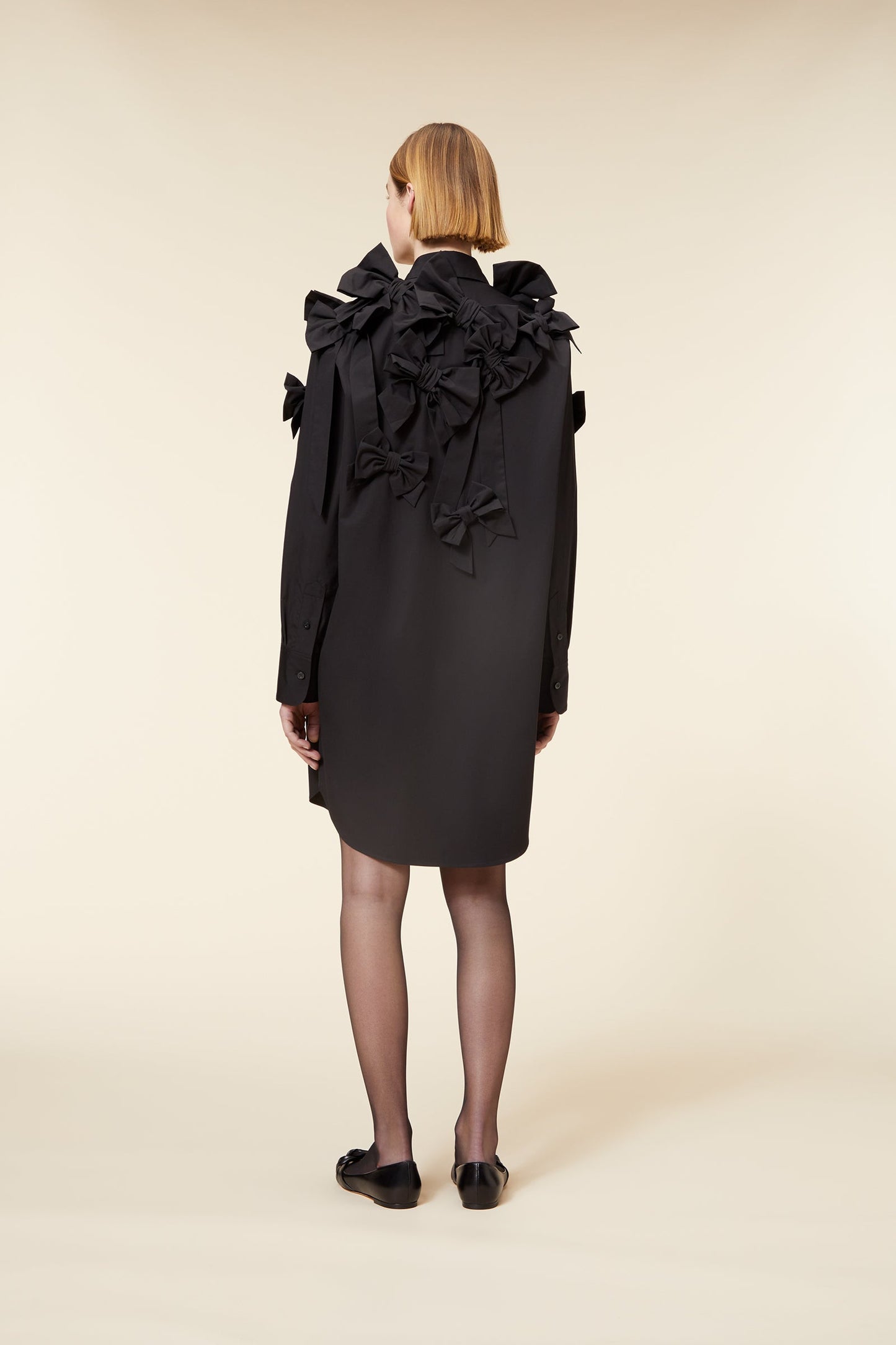 BOW BOUQUET POPLIN SHIRT DRESS