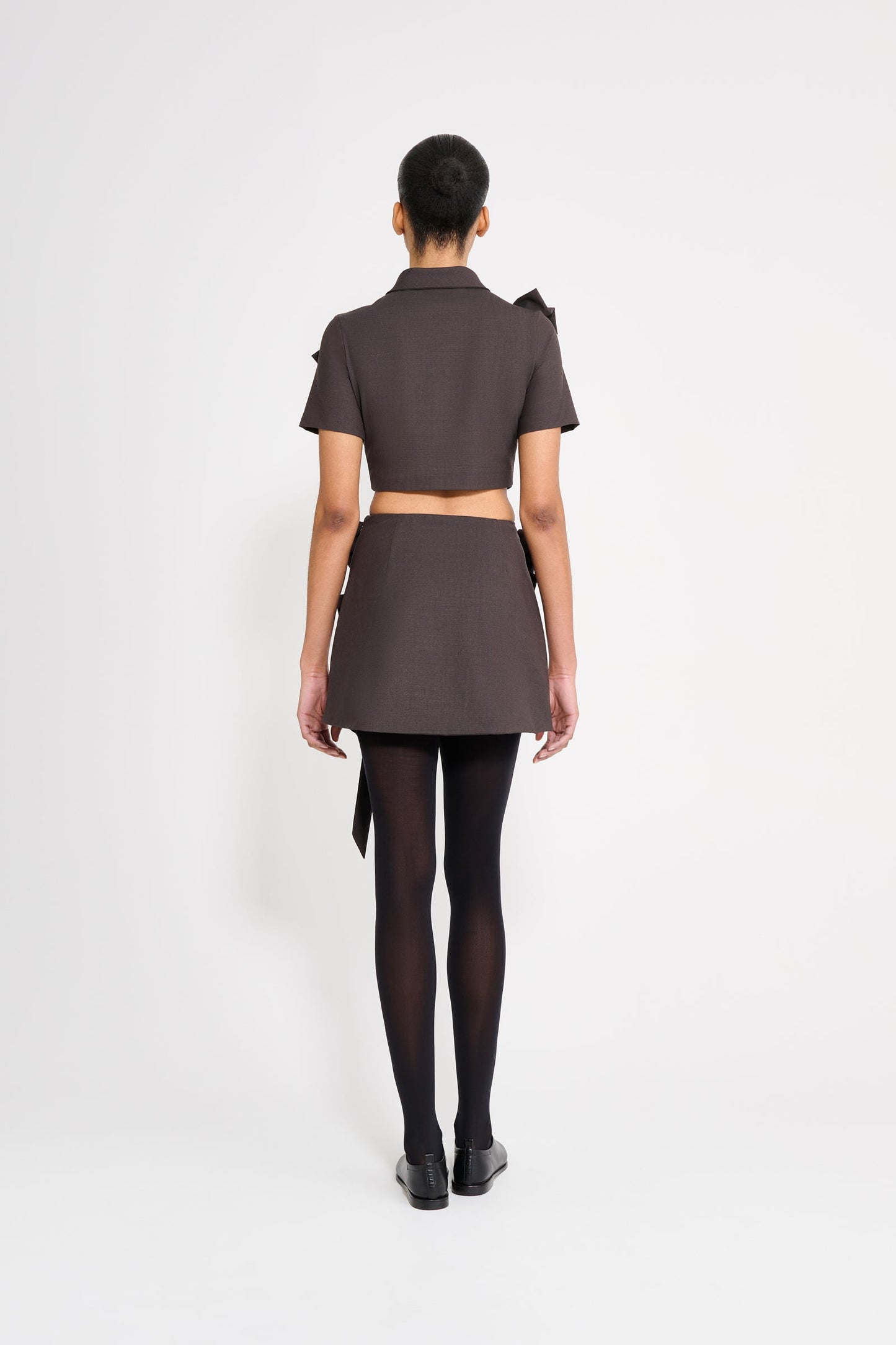 BOW BOUQUET WOOL MINI SKIRT
