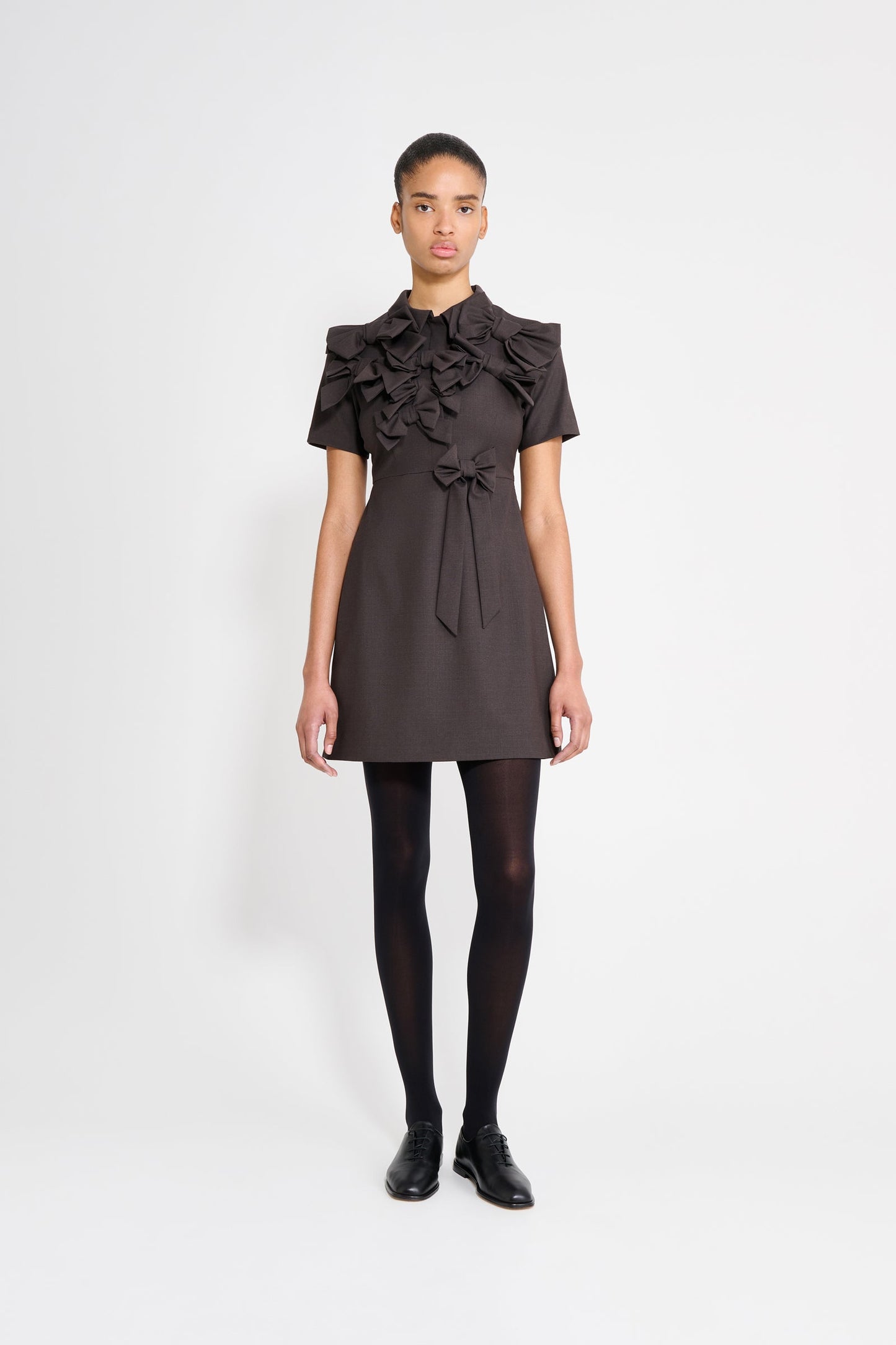 BOW BOUQUET WOOL POLO DRESS