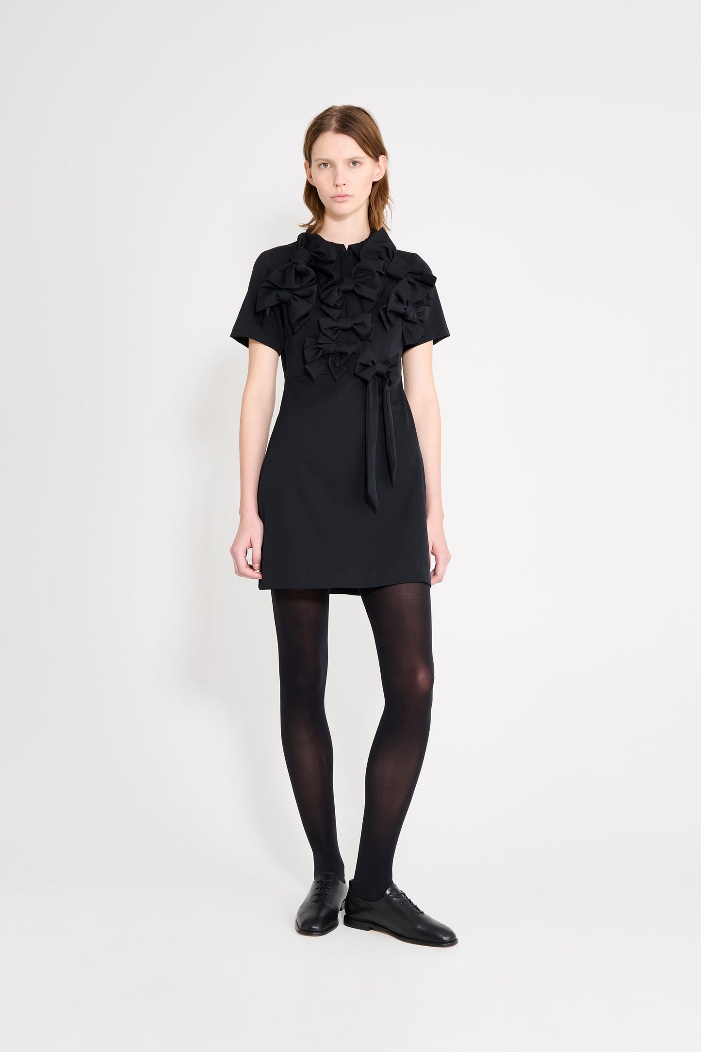 BOW BOUQUET WOOL POLO DRESS