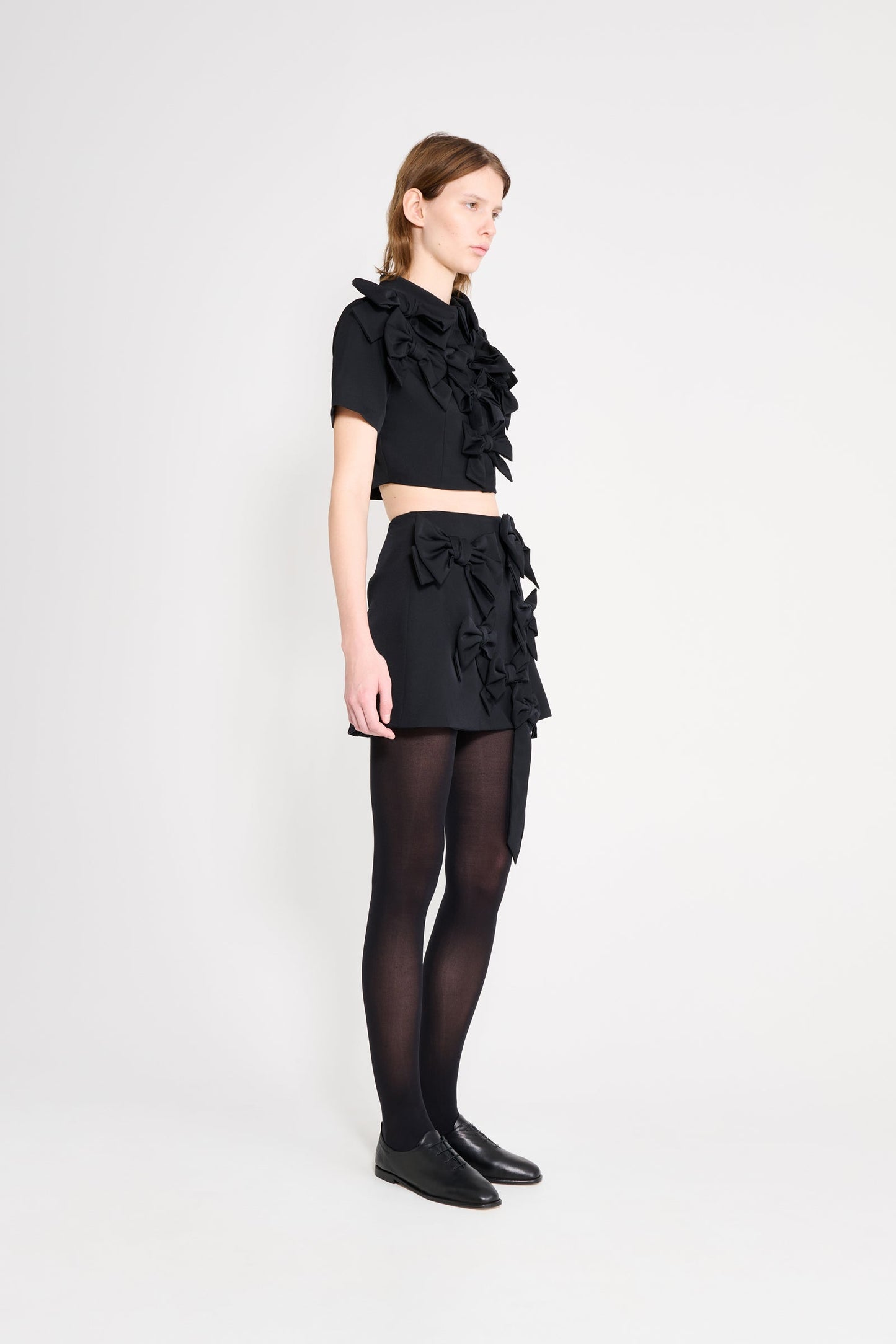 BOW BOUQUET WOOL MINI SKIRT