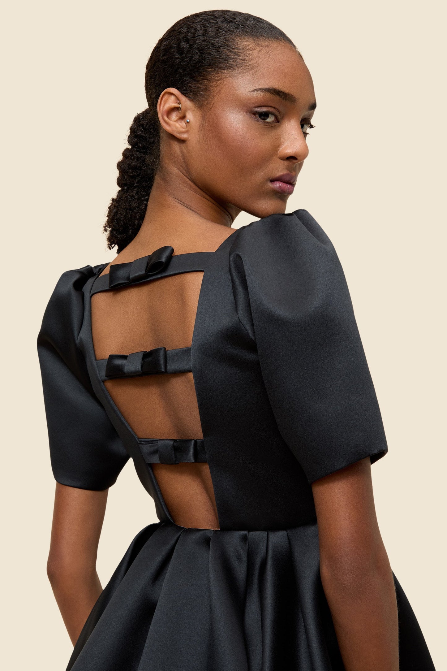 HEM CUT SATIN MINI DRESS