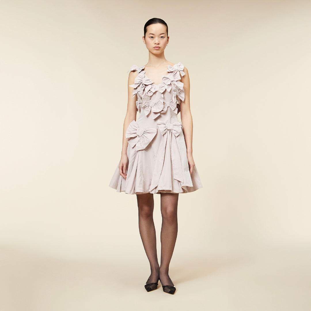 BOW BOUQUET TAFFETA MINI DRESS