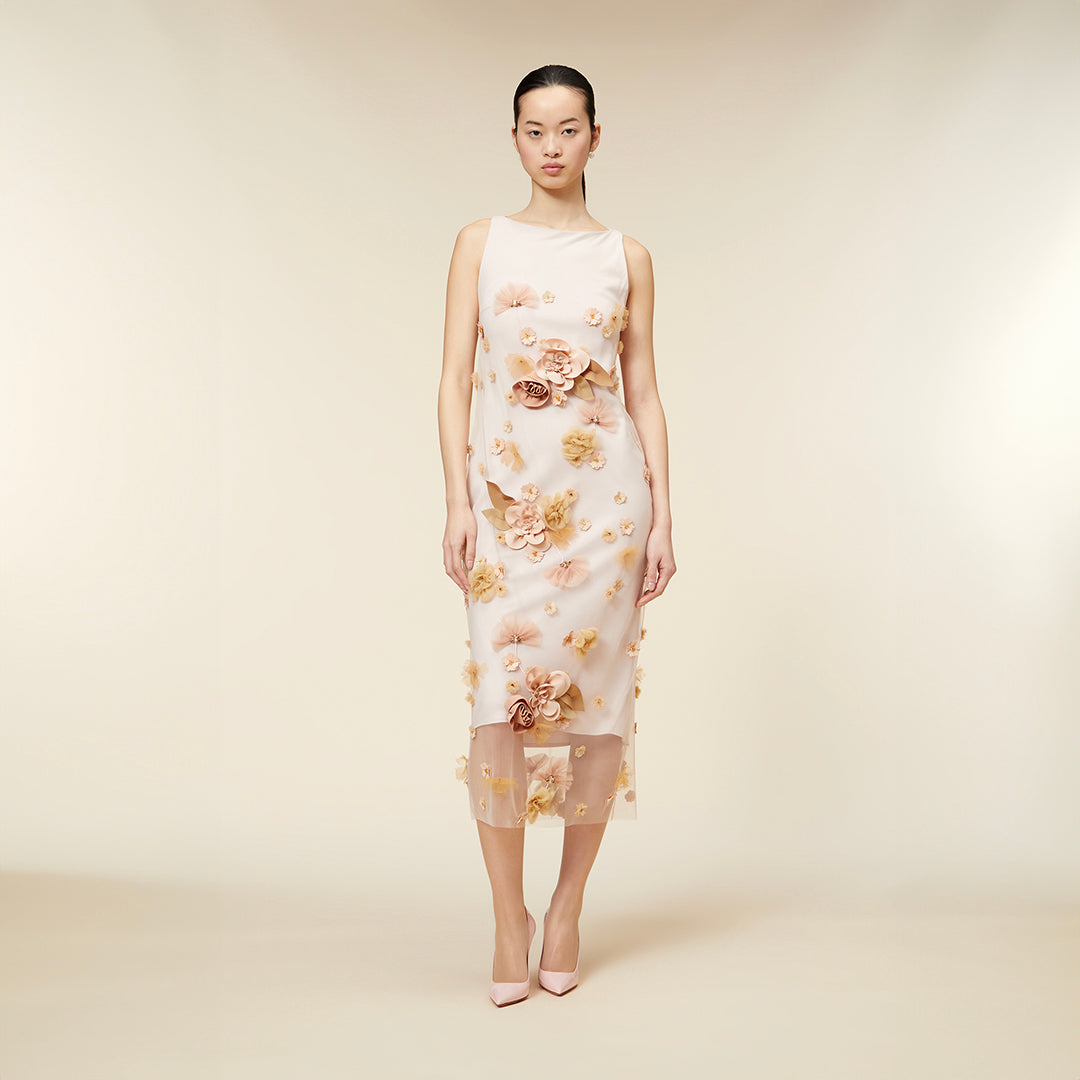 FLORAL EMBROIDERY MIDI DRESS