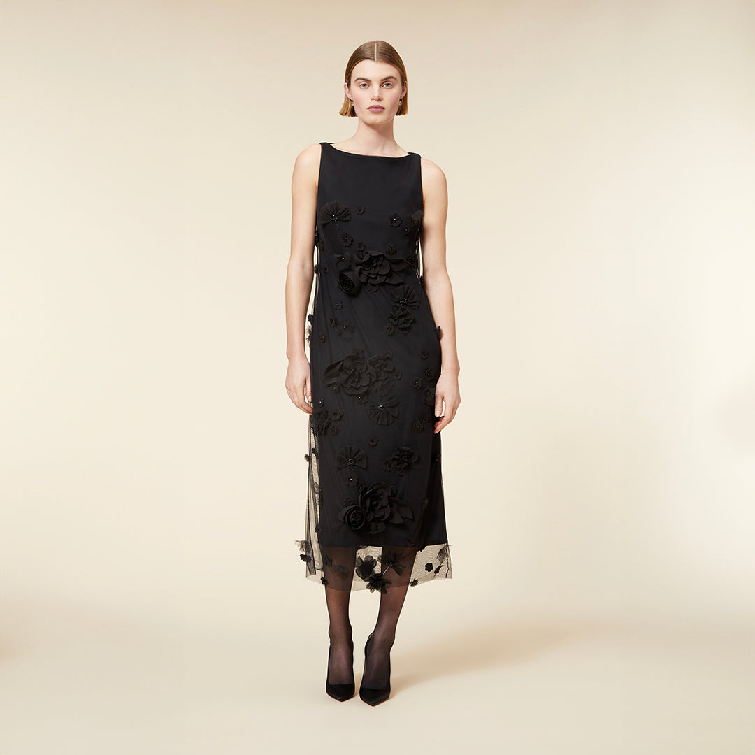 FLORAL EMBROIDERY MIDI DRESS