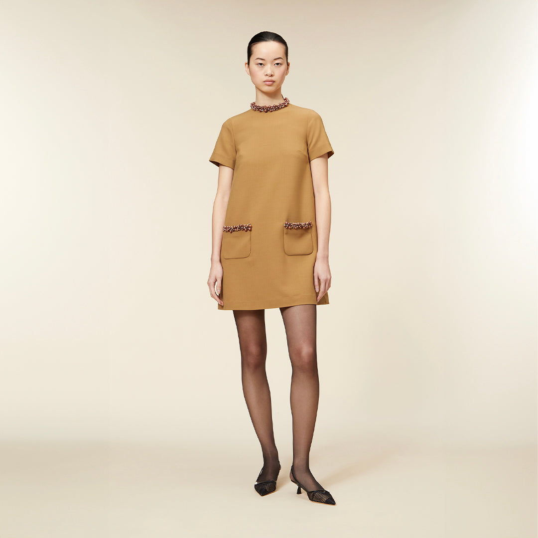 PEARL CREPE MINI DRESS