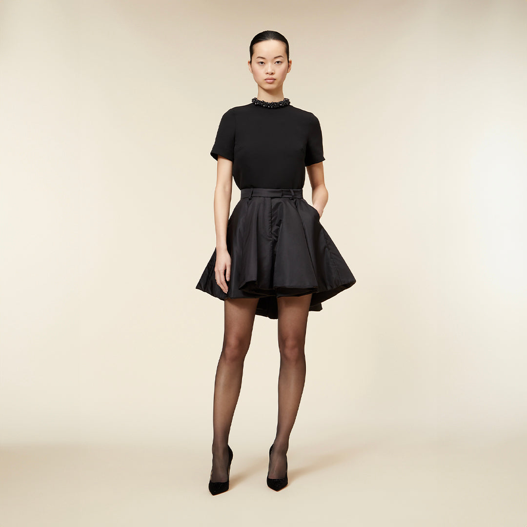 PADDED NYLON MINI SKIRT