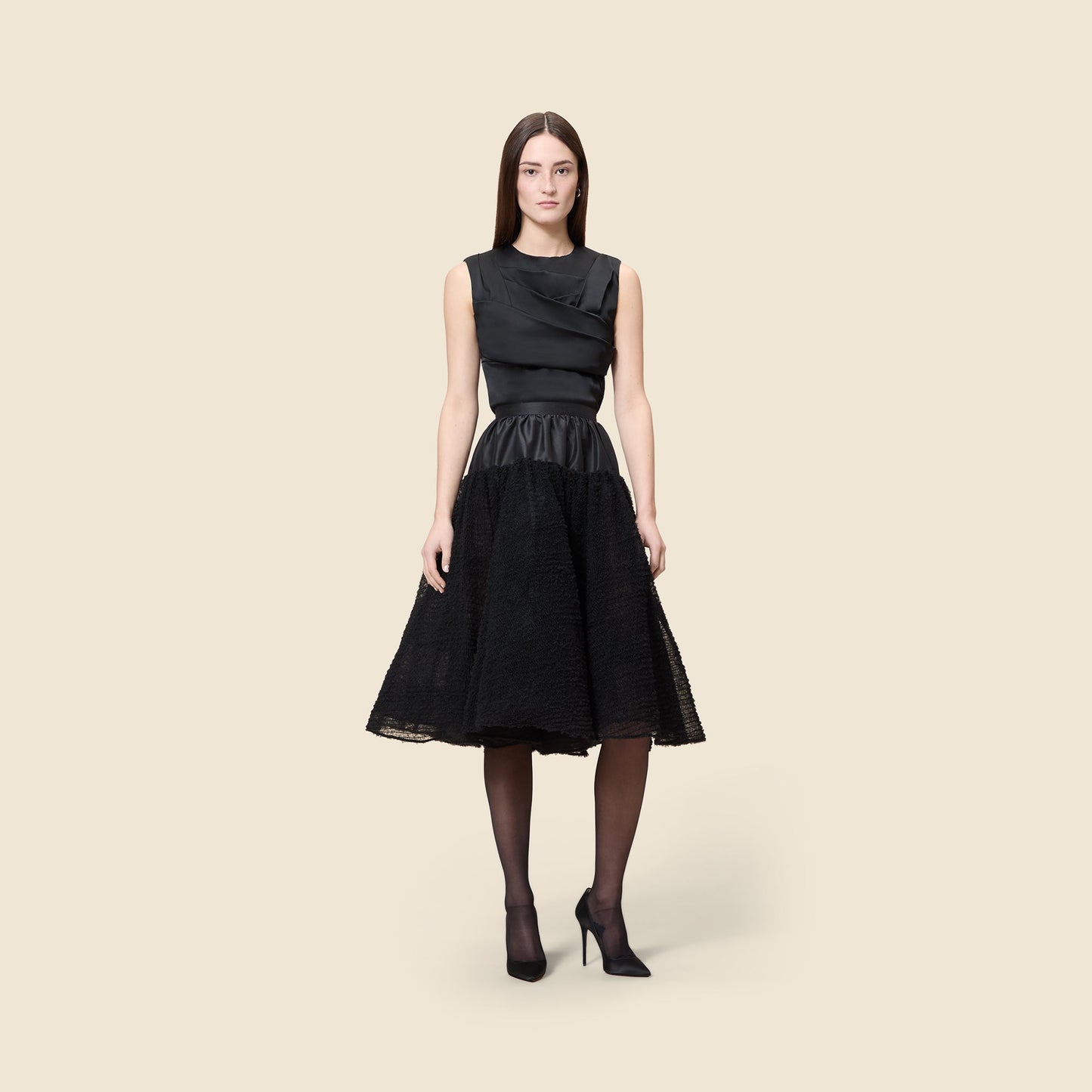 TULLE RUFFLE MIDI SKIRT