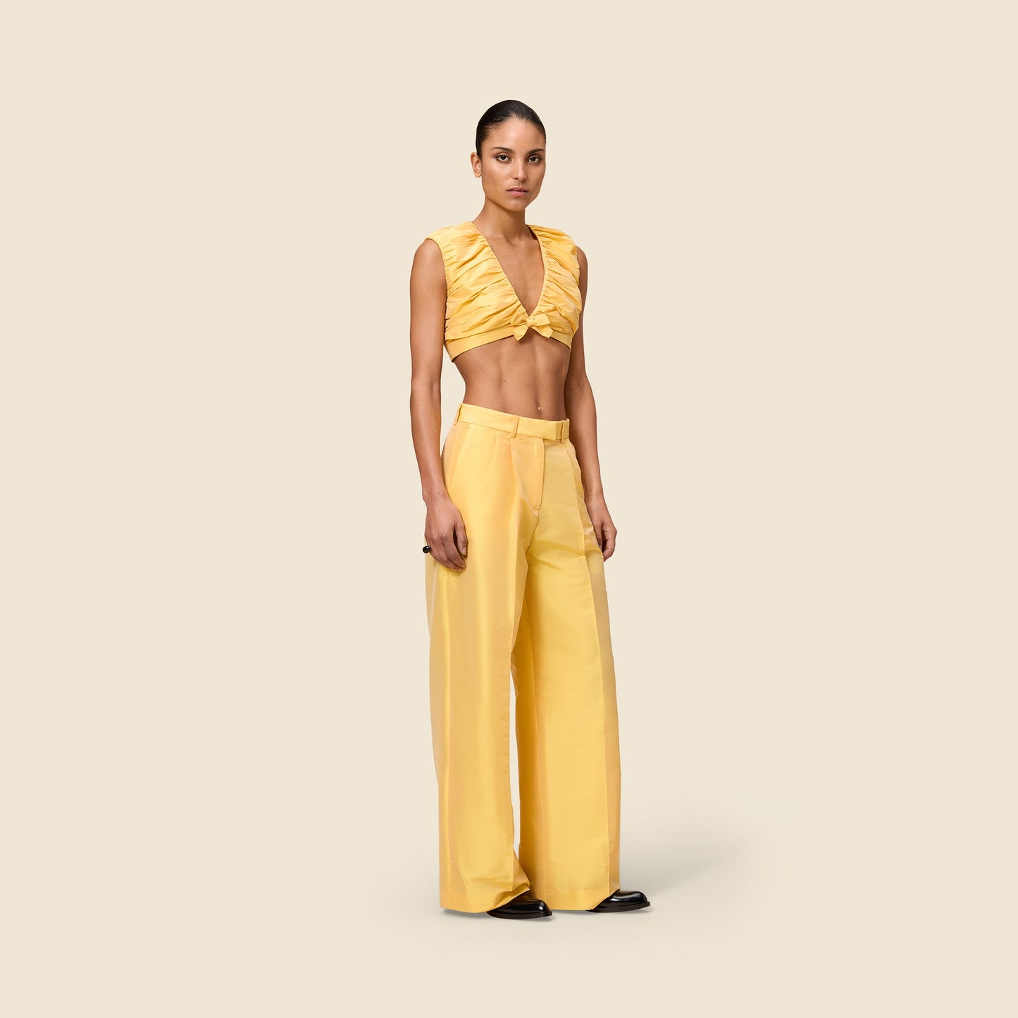 STRAIGHT LEG TAFFETA TROUSERS