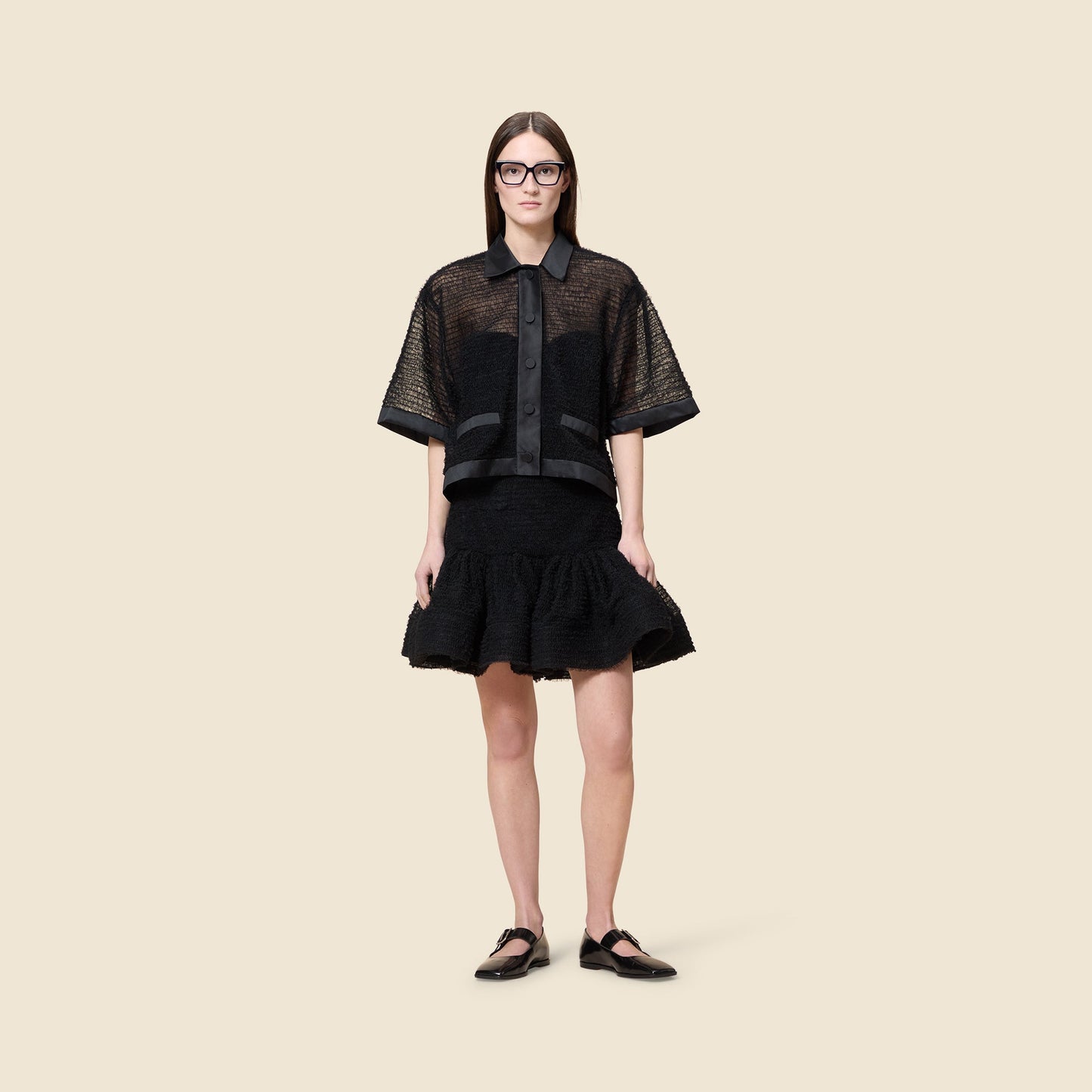 TULLE RUFFLE SHIRT