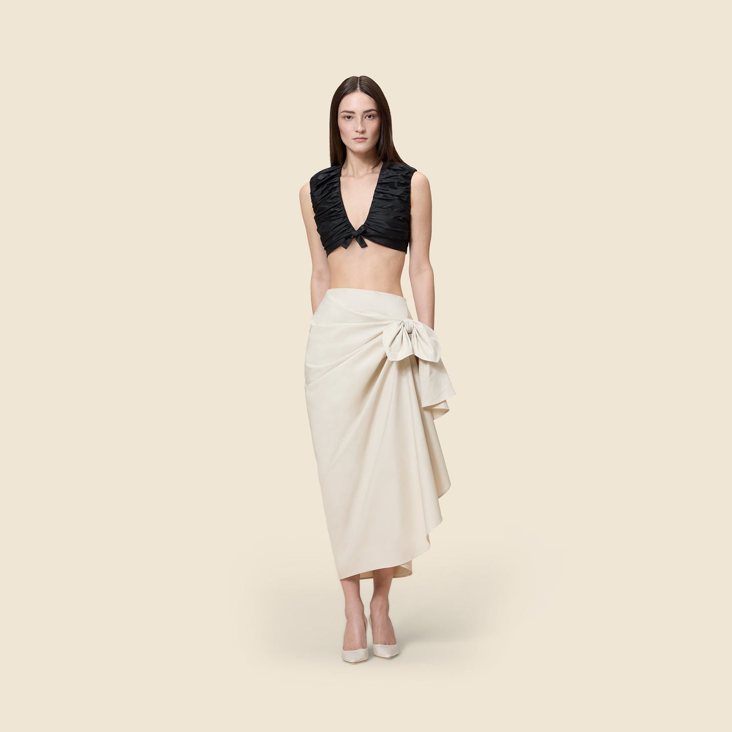 KNOTTED GABARDINE SKIRT
