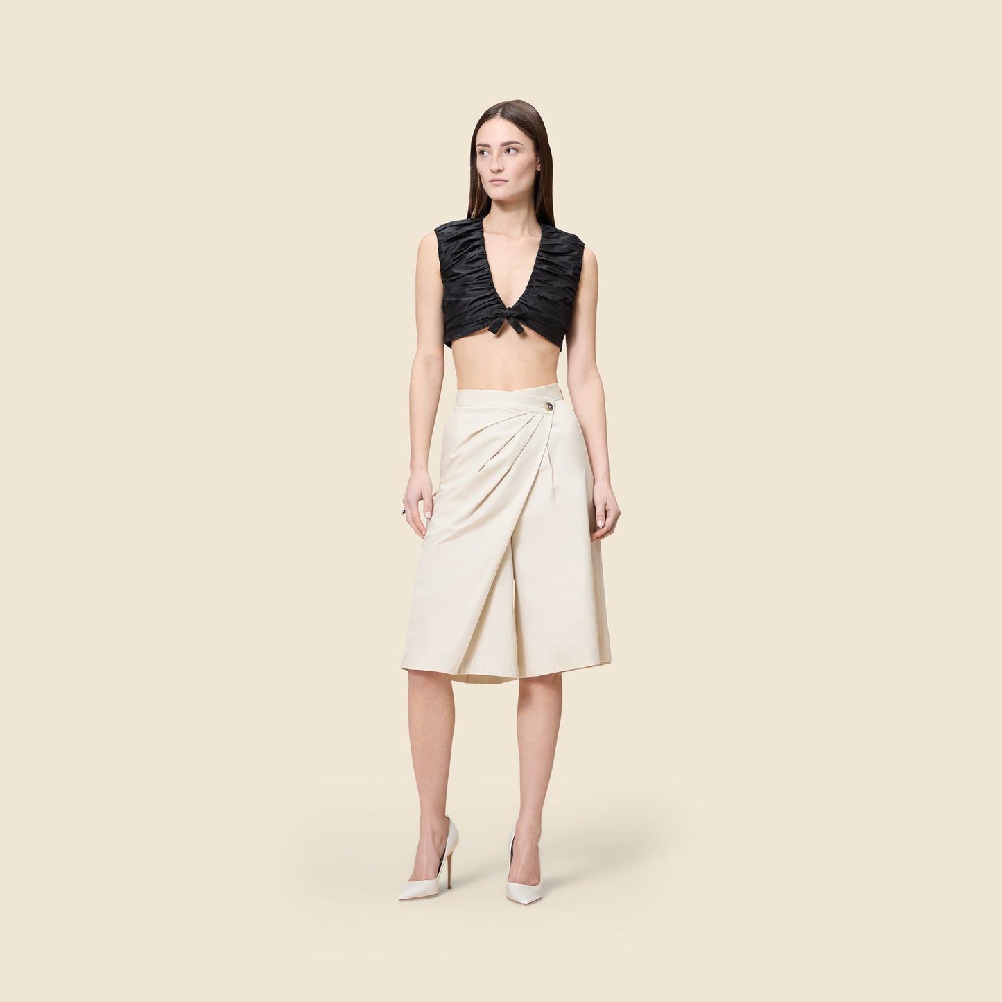 PLEATED GABARDINE CULOTTES