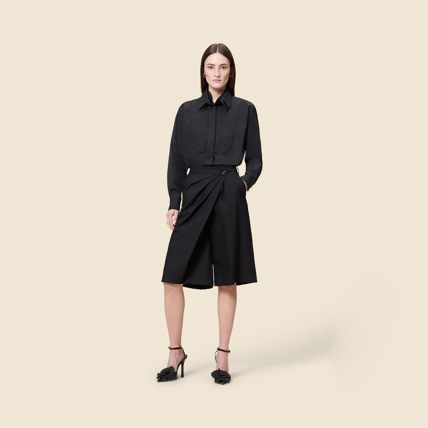 PLEATED WOOL CULOTTES