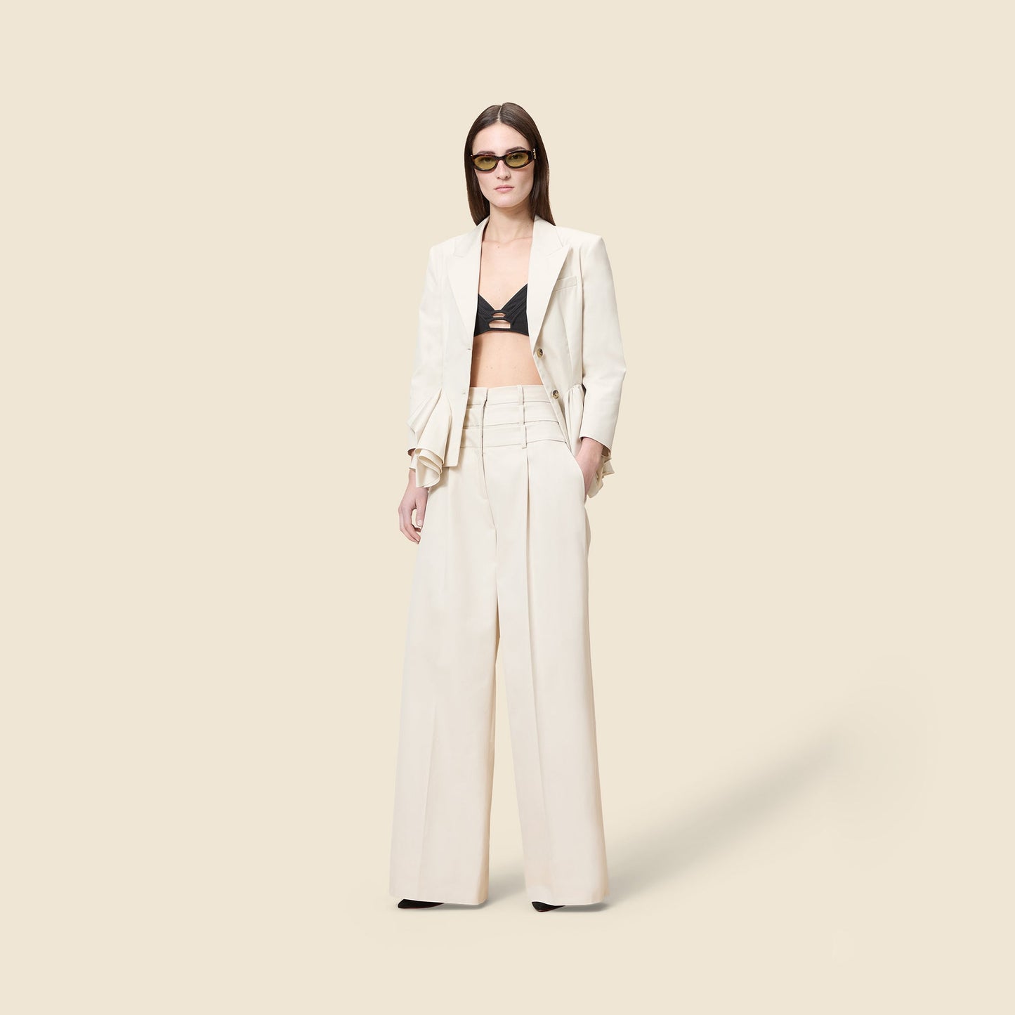 MULTI-LAYERED GABARDINE TROUSERS