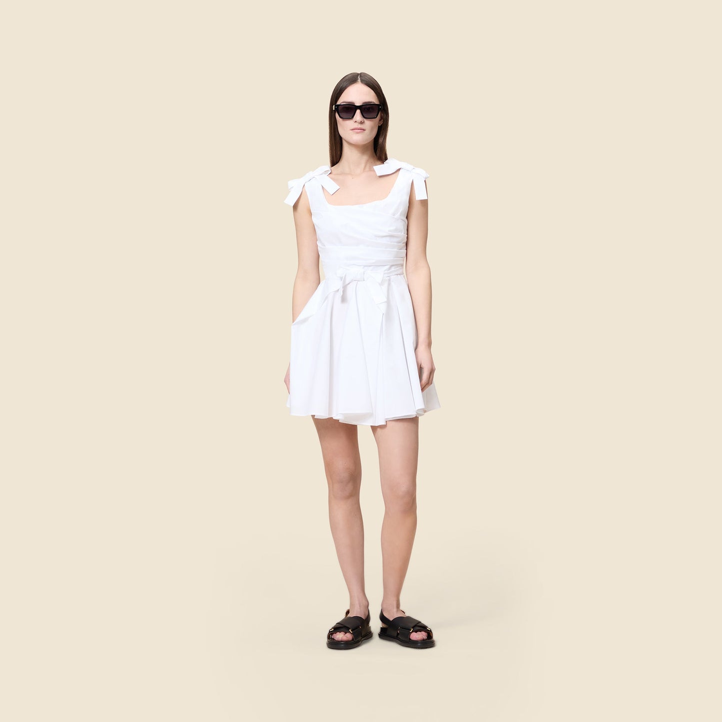 PLEATED POPLIN MINI DRESS