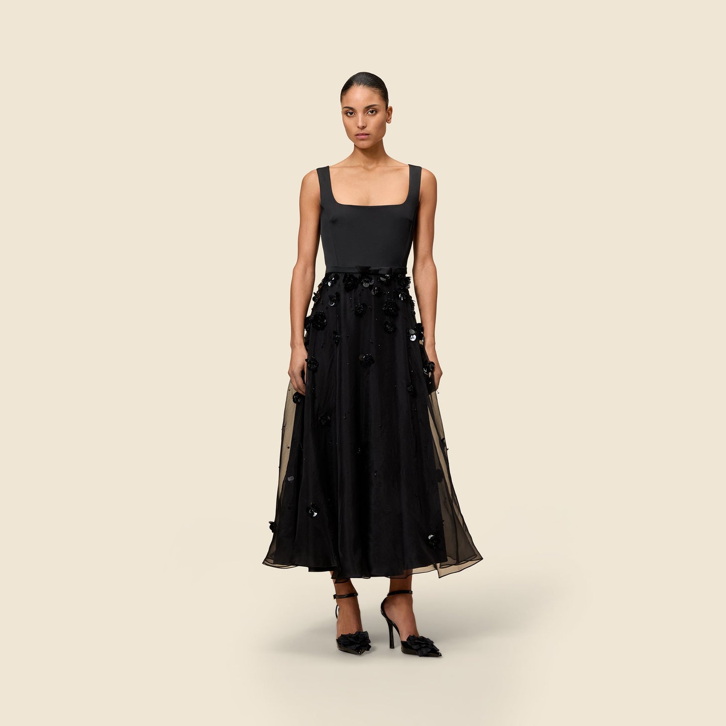 EMBROIDERY SILK A-LINE GOWN