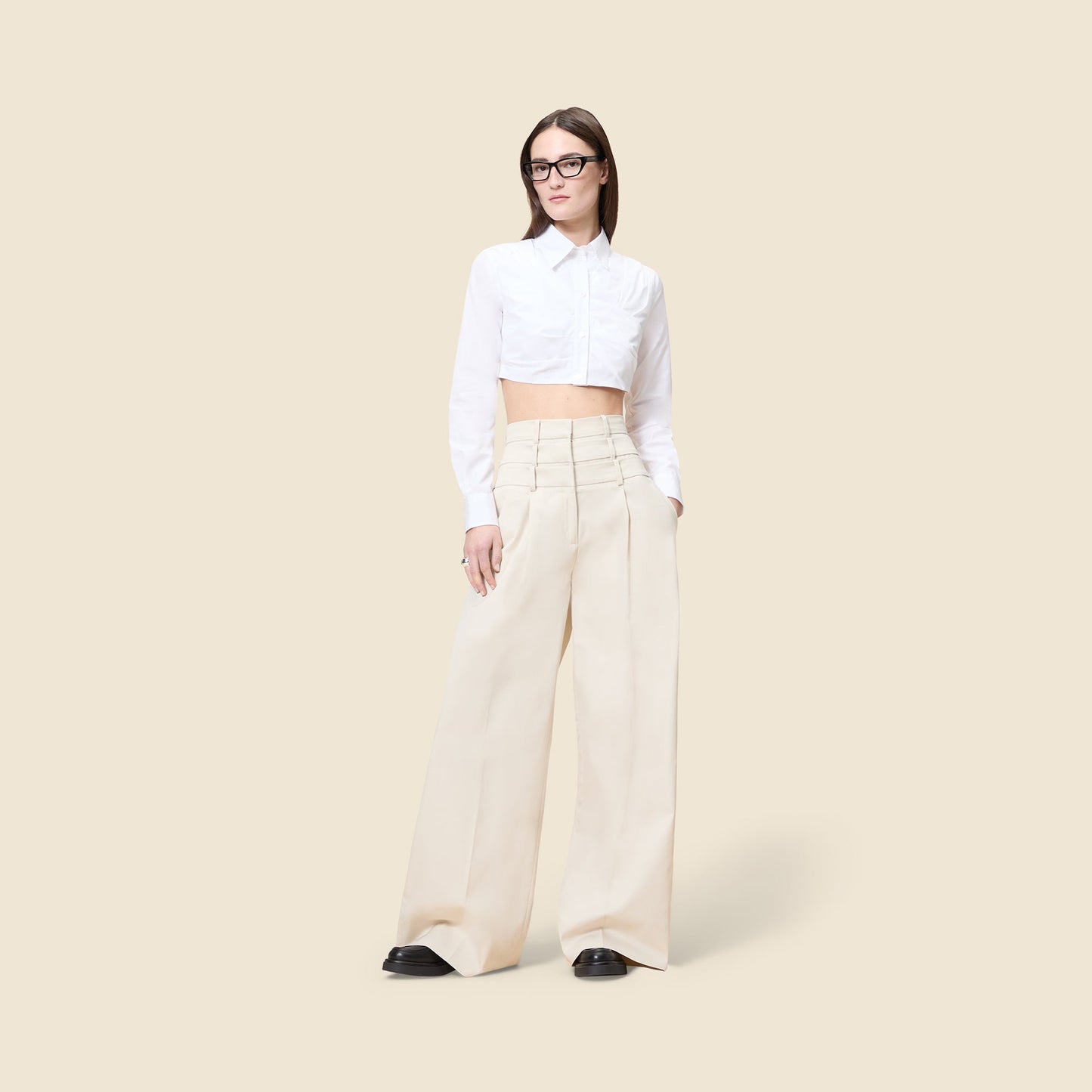 PLEATED POPLIN SHIRT