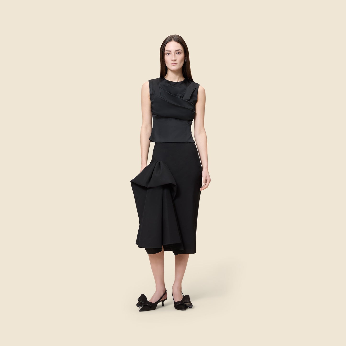 PLEATED SATIN BLOUSE