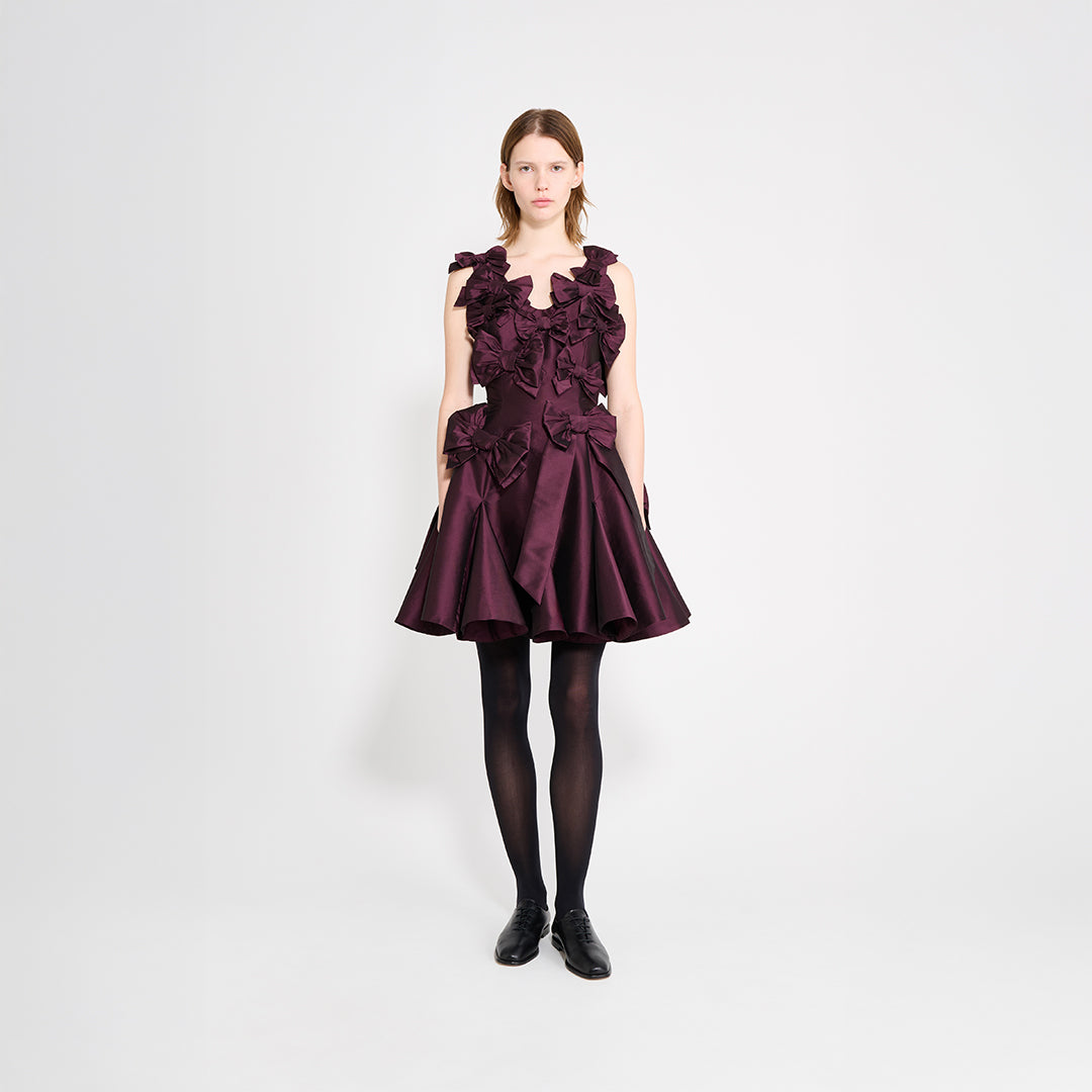 BOW BOUQUET TAFFETA MINI DRESS
