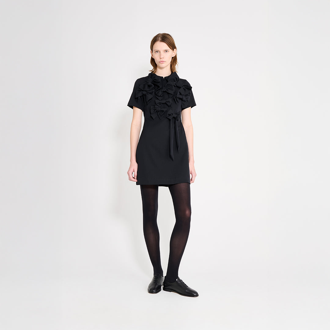 BOW BOUQUET WOOL POLO DRESS