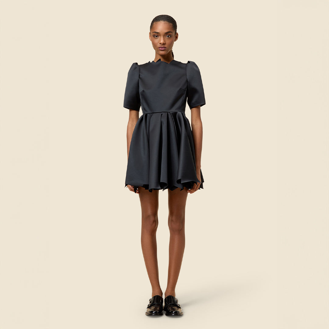 HEM CUT SATIN MINI DRESS