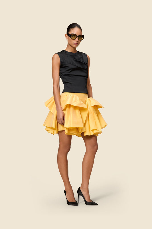 TUCK UP TAFFETA MINI SKIRT