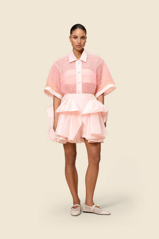 TUCK UP TAFFETA MINI SKIRT