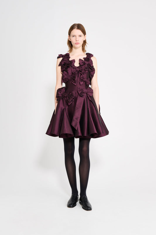 BOW BOUQUET TAFFETA MINI DRESS