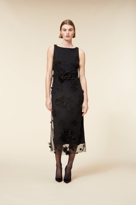 FLORAL EMBROIDERY MIDI DRESS