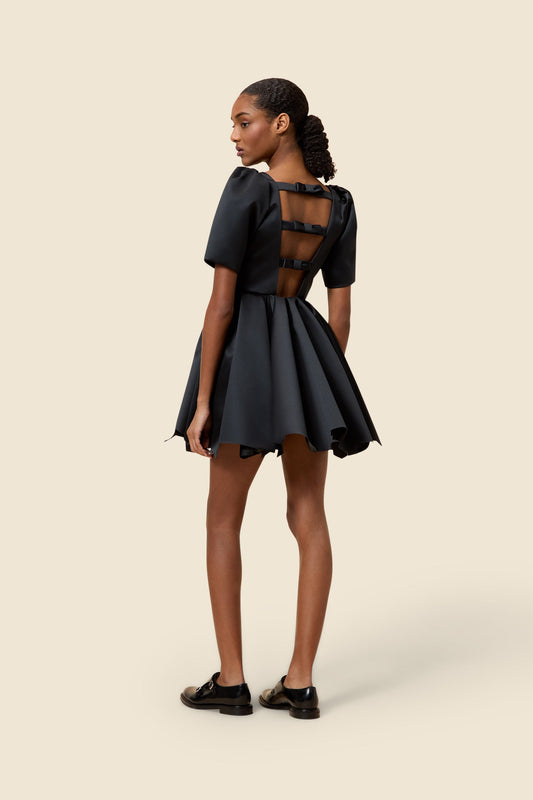 HEM CUT SATIN MINI DRESS