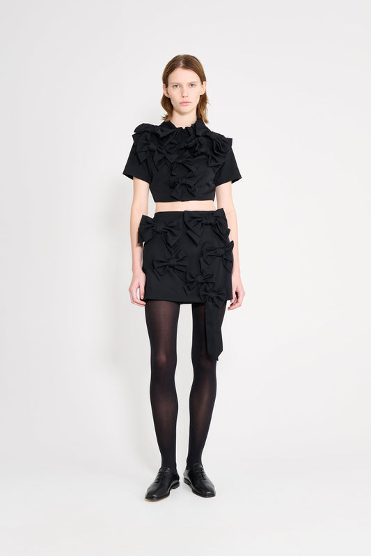 BOW BOUQUET WOOL MINI SKIRT