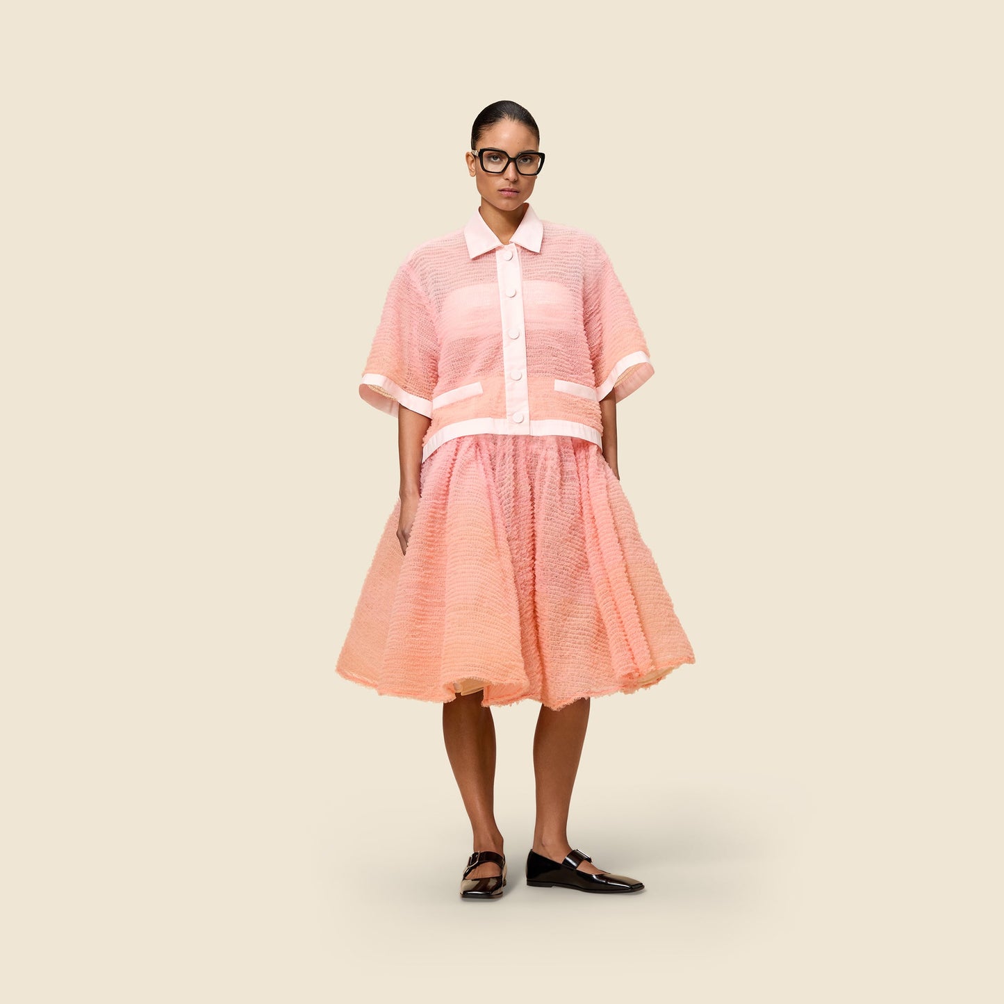 TULLE RUFFLE SHIRT