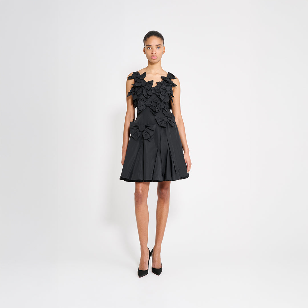 BOW BOUQUET TAFFETA MINI DRESS